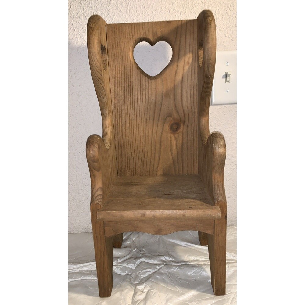 Vintage Country Wooden Chair Bench Doll Or Plant Stand Rustic 19”